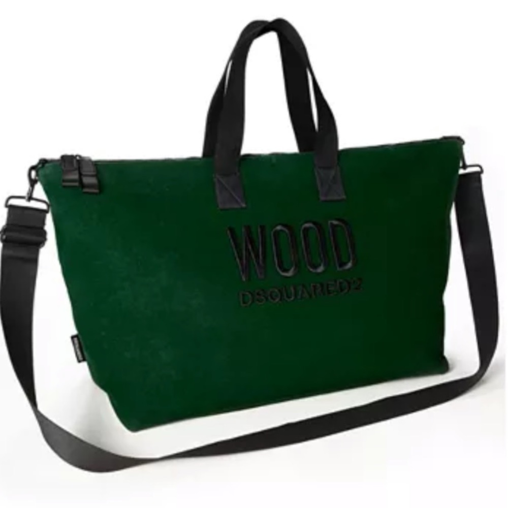 DSQUARED2 Green WOOD Tote Bag with Black Straps